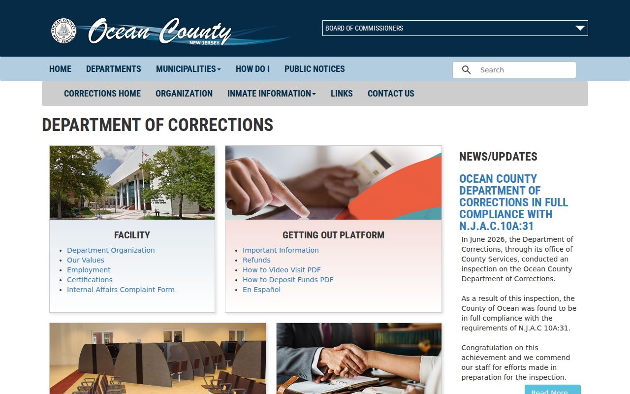 Ocean County arrest records jail information page