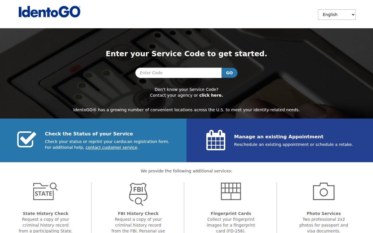 Ocean County criminal history fingerprint enrollment through IdentoGO