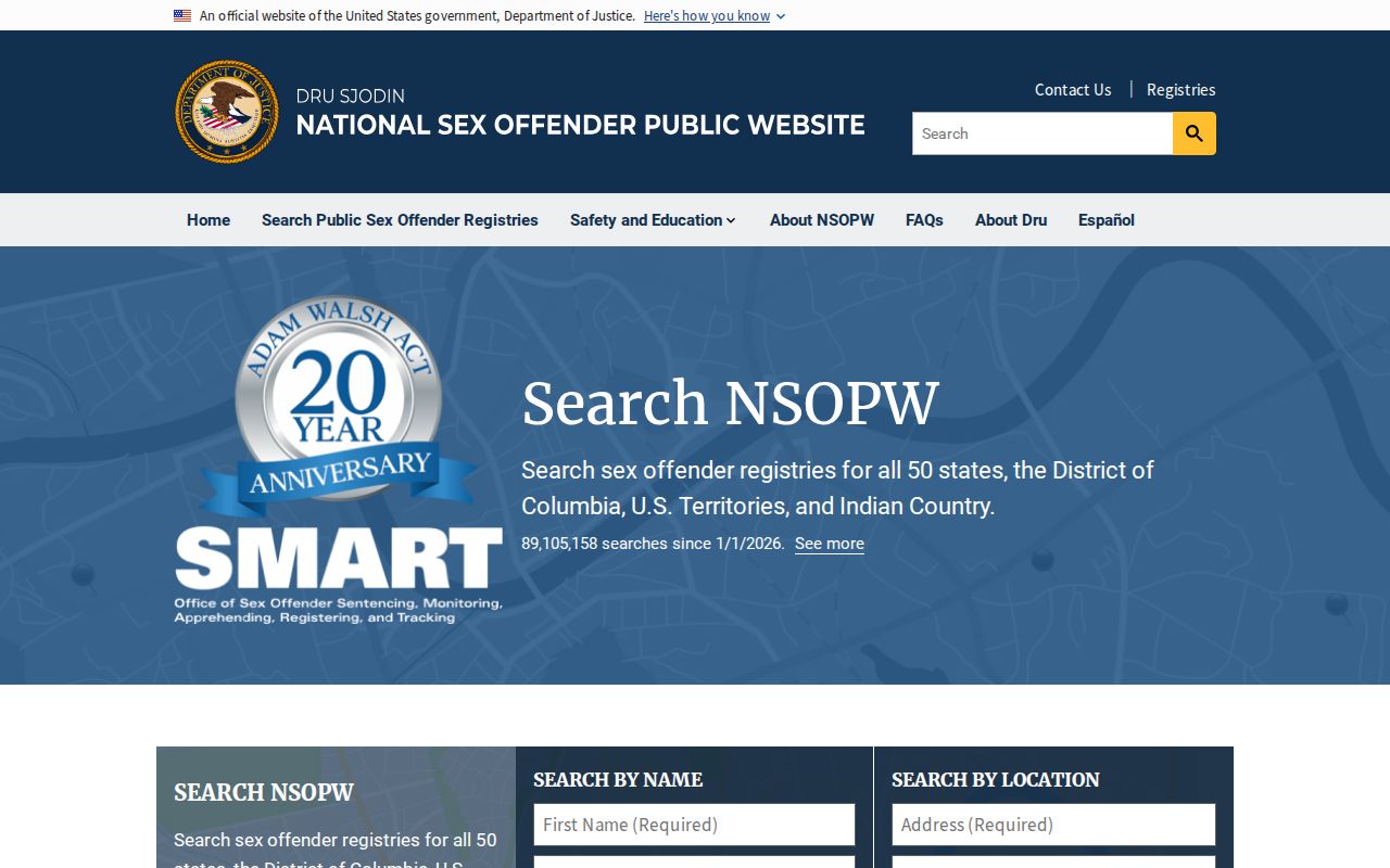 Ocean County sex offender lookup through the official NSOPW search
