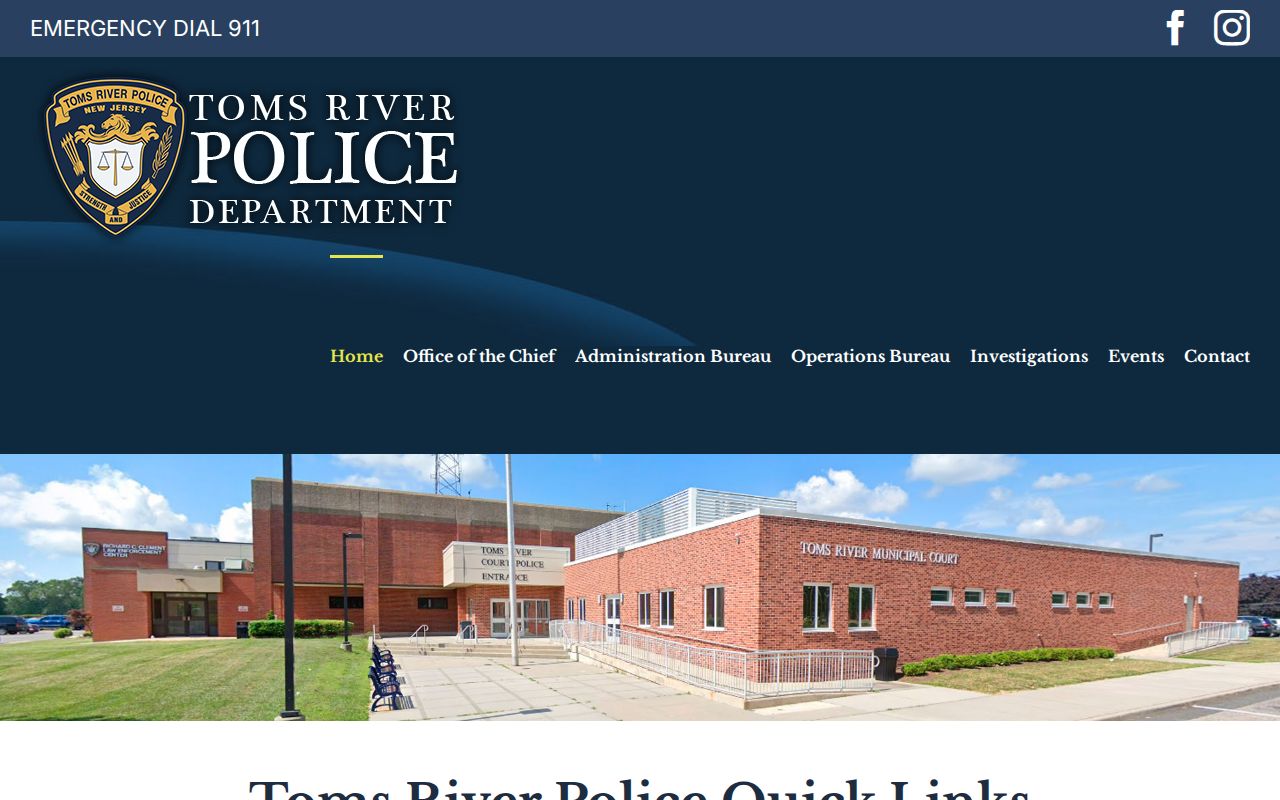 Toms River Township police headquarters criminal records source